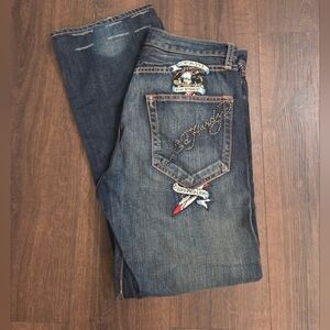 Vintage Ed Hardy Jeans 2000'S Y2K Death Before Dishonor Baggy Denim RARE